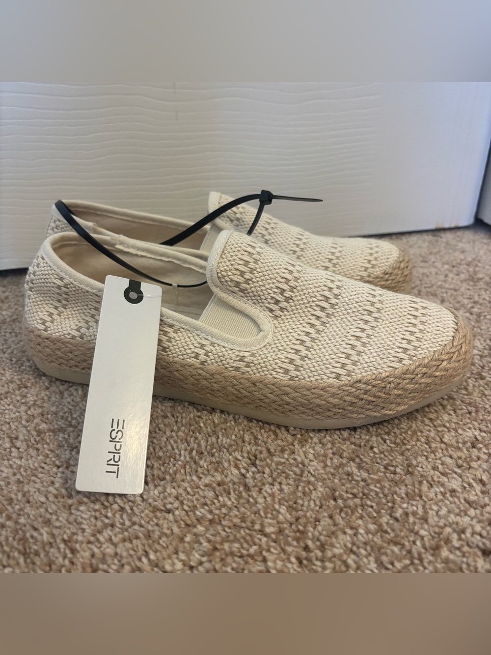 Cream Crochet Nadine Espadrille Slip-on Shoes From Esprit NWT